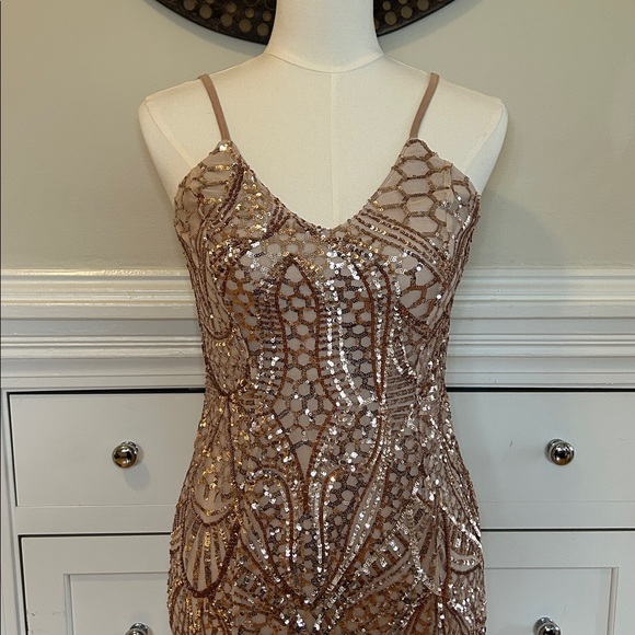 SHOWPO Be My Lover Rose Gold Sequin Maxi Dress | Size XS/S - Picture 3 of 10